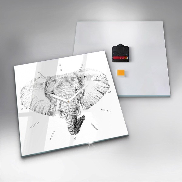 Wanduhr quadratisch mit motiv Vektor Elefantenkopf