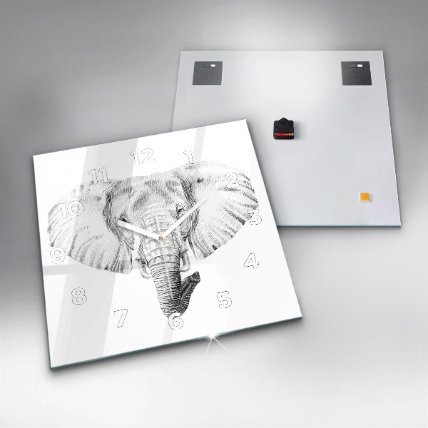 Wanduhr quadratisch mit motiv Vektor Elefantenkopf