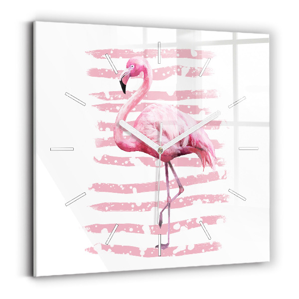 Wanduhr quadratisch Flamingo-Grafik