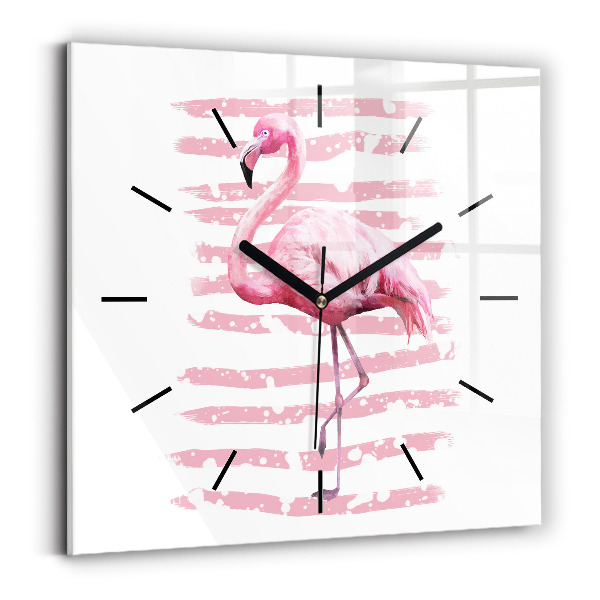 Wanduhr quadratisch Flamingo-Grafik
