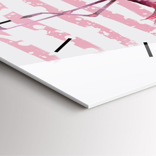Wanduhr quadratisch Flamingo-Grafik