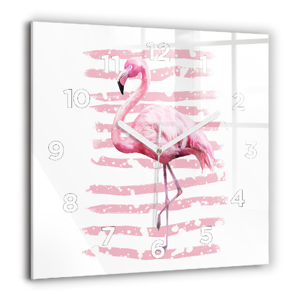 Wanduhr quadratisch Flamingo-Grafik