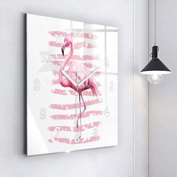 Wanduhr quadratisch Flamingo-Grafik