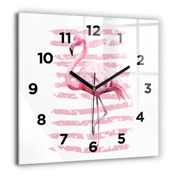 Wanduhr quadratisch Flamingo-Grafik