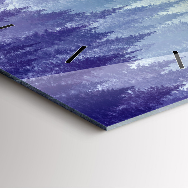 Wanduhr quadratisch Wald im Nebel