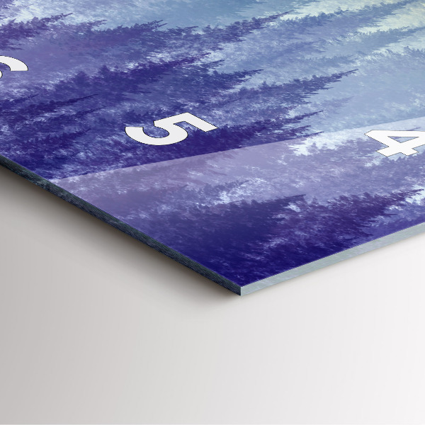 Wanduhr quadratisch Wald im Nebel