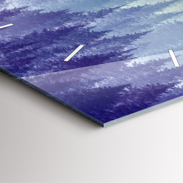 Wanduhr quadratisch Wald im Nebel