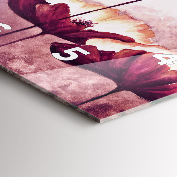 Wanduhr modern quadratisch Blumen Blühender Mohn