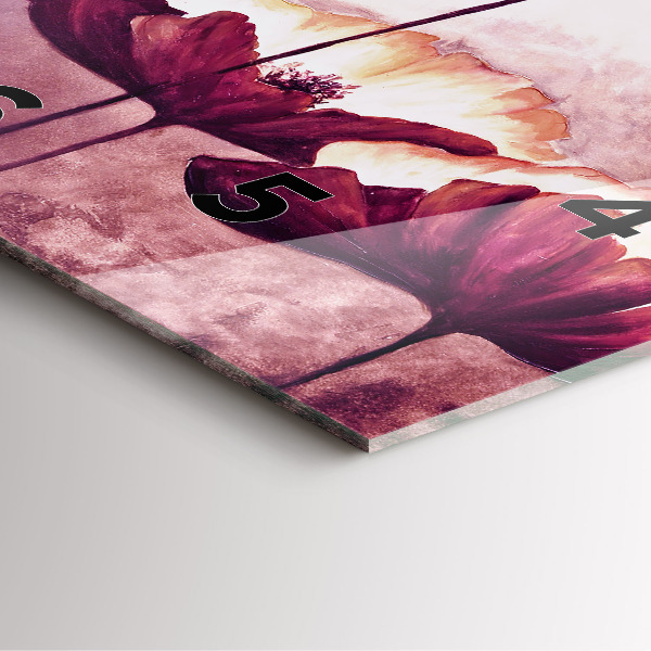 Wanduhr modern quadratisch Blumen Blühender Mohn