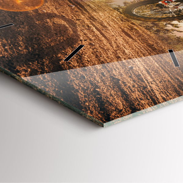 Wanduhr modern quadratisch Mann auf Motorrad