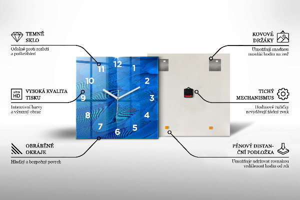 Wanduhr modern quadratisch Pflanze in getrockneter Erde