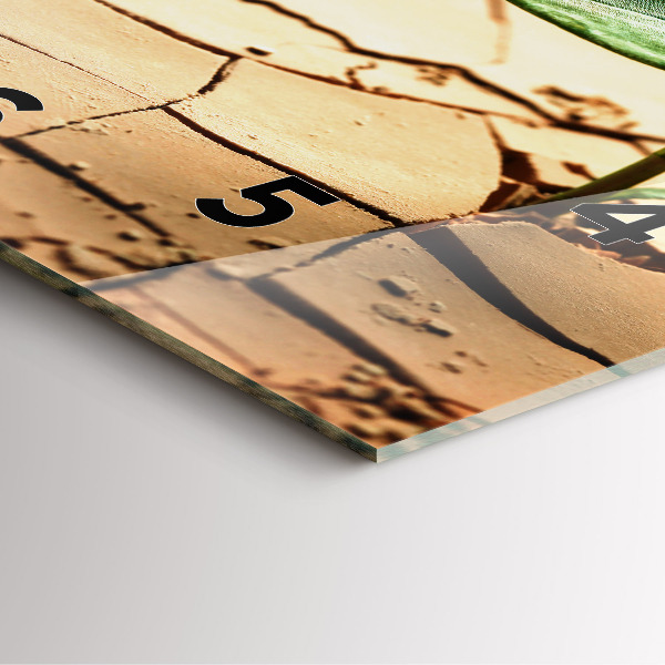 Wanduhr modern quadratisch Pflanze in getrockneter Erde