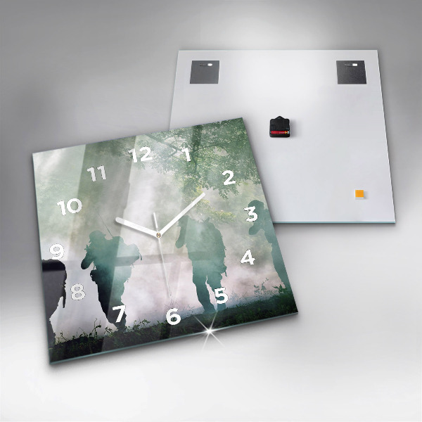 Wanduhr quadratisch mit motiv Soldaten in einem Wald