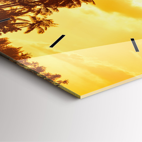 Wanduhr quadratisch mit motiv Sonnige Palmen