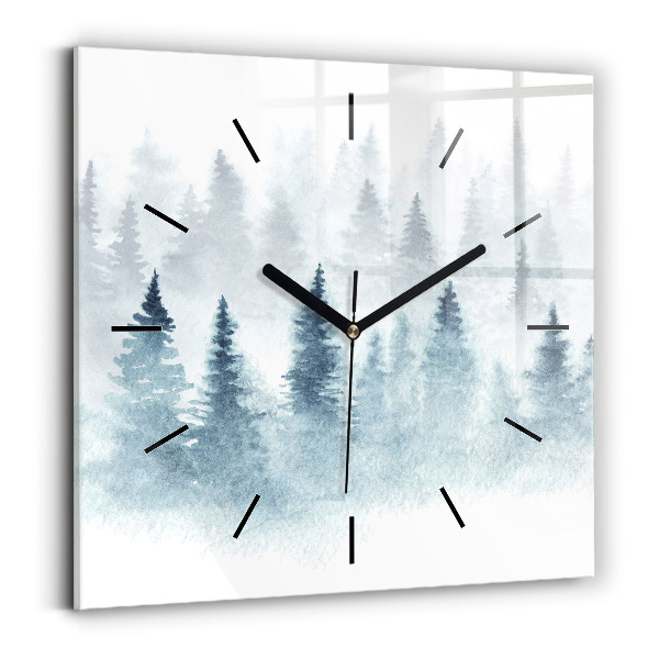 Wanduhr quadratisch Winterlicher Wald