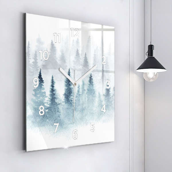 Wanduhr quadratisch Winterlicher Wald