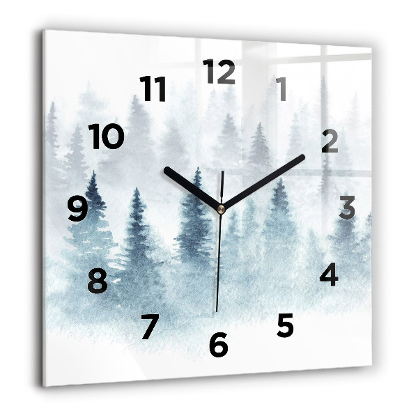 Wanduhr quadratisch Winterlicher Wald