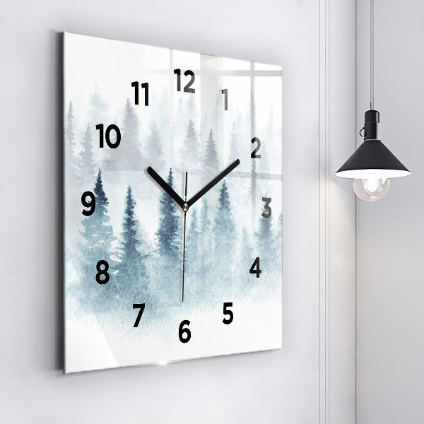 Wanduhr quadratisch Winterlicher Wald