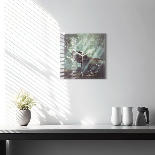 Wanduhr modern quadratisch Junge liest ein Buch