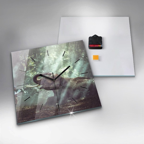 Wanduhr modern quadratisch Junge liest ein Buch