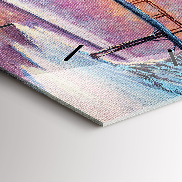 Wanduhr quadratisch mit motiv Weihnachtsbaum und Brücke