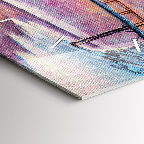 Wanduhr quadratisch mit motiv Weihnachtsbaum und Brücke