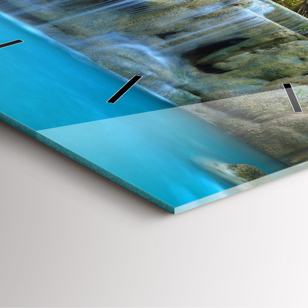 Wanduhr quadratisch mit motiv Wasserfall im Wald