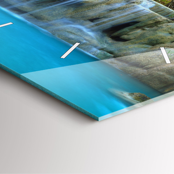 Wanduhr quadratisch mit motiv Wasserfall im Wald