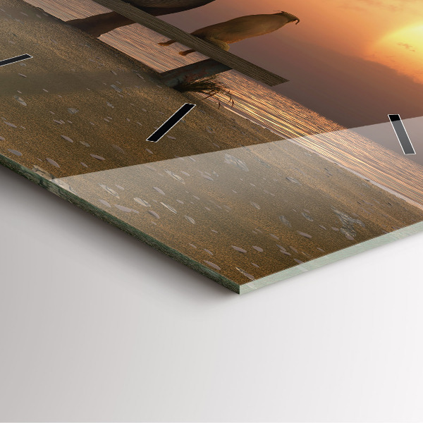 Wanduhr quadratisch mit motiv Tiere im Sonnenuntergang