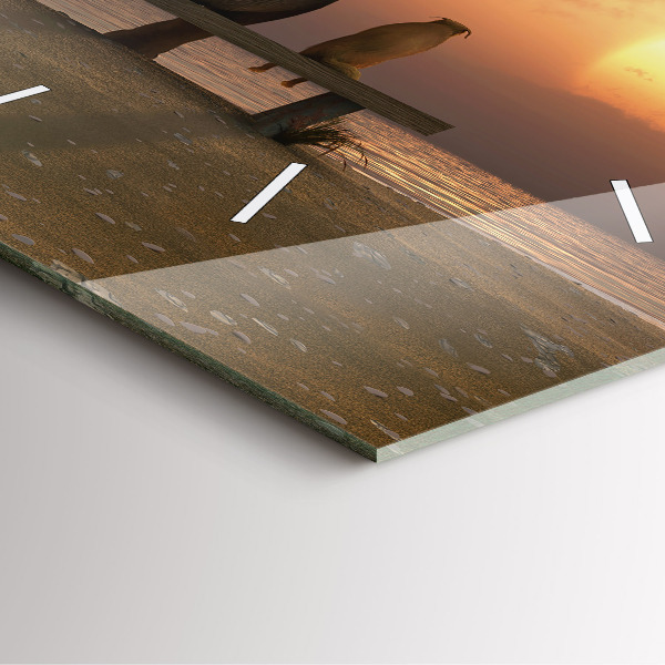 Wanduhr quadratisch mit motiv Tiere im Sonnenuntergang