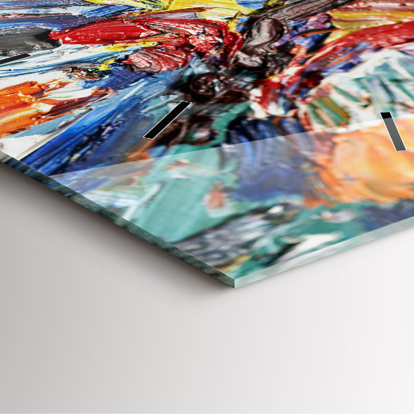 Wanduhr modern quadratisch Fragment eines Ölgemäldes