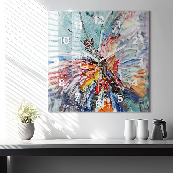 Wanduhr modern quadratisch Fragment eines Ölgemäldes