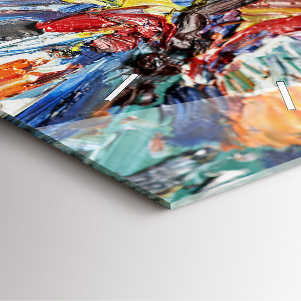 Wanduhr modern quadratisch Fragment eines Ölgemäldes