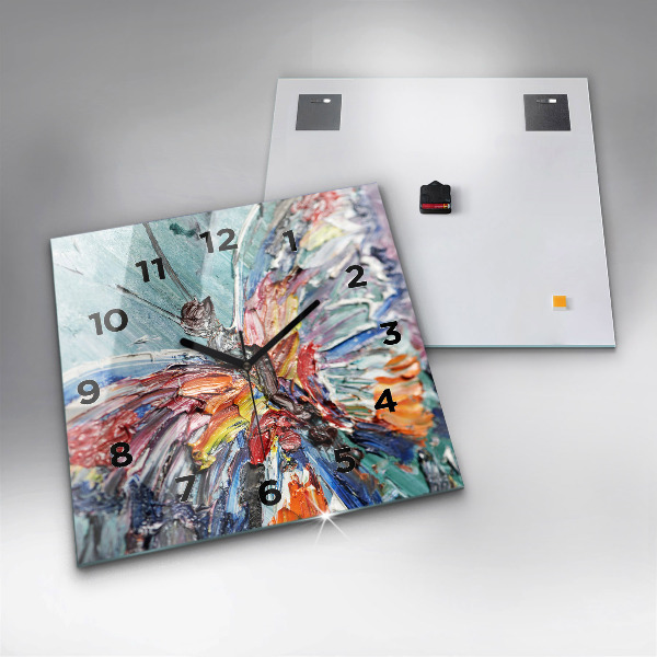 Wanduhr modern quadratisch Fragment eines Ölgemäldes