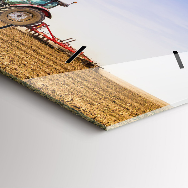 Wanduhr quadratisch Landwirt im Traktor