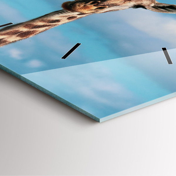 Wanduhr quadratisch Große Giraffe vor einem Himmelshintergrund