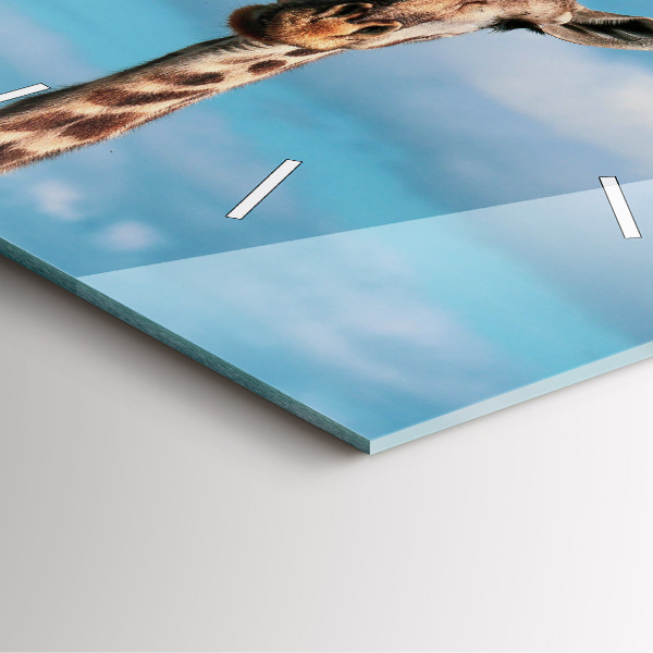 Wanduhr quadratisch Große Giraffe vor einem Himmelshintergrund