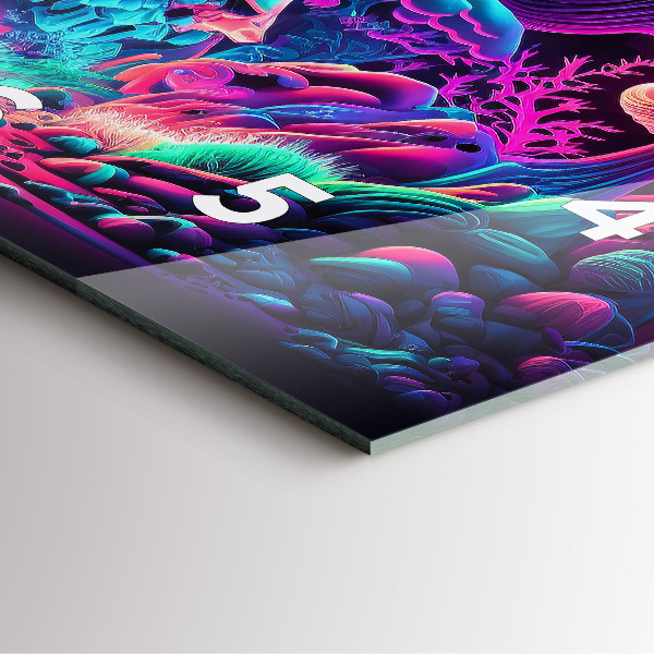 Wanduhr modern quadratisch Neon-Pilze