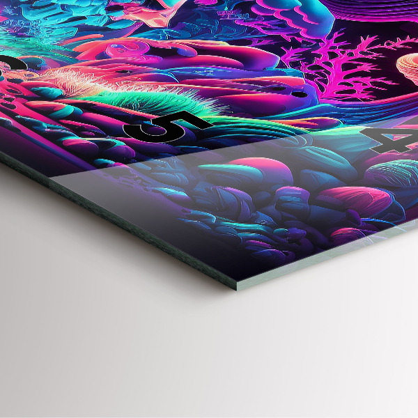 Wanduhr modern quadratisch Neon-Pilze