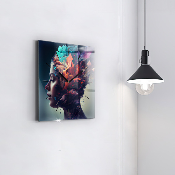 Wanduhr modern quadratisch Emotionale abstrakte Frau