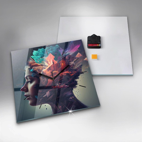 Wanduhr modern quadratisch Emotionale abstrakte Frau