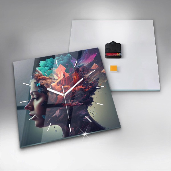 Wanduhr modern quadratisch Emotionale abstrakte Frau