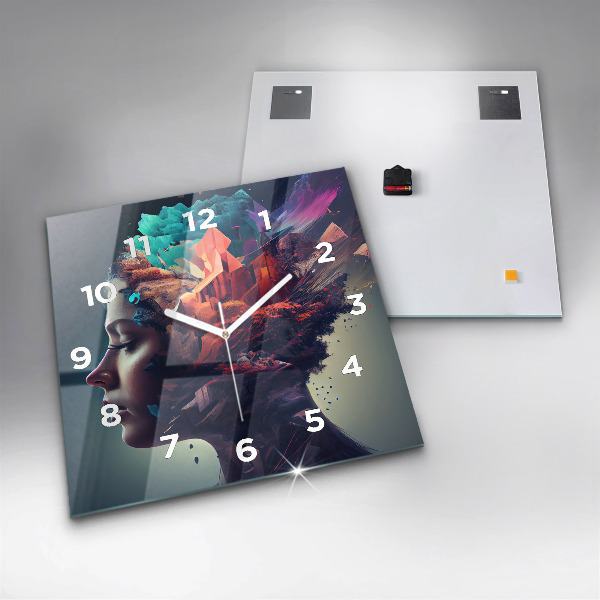 Wanduhr modern quadratisch Emotionale abstrakte Frau