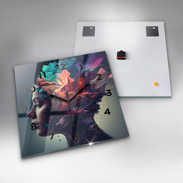 Wanduhr modern quadratisch Emotionale abstrakte Frau