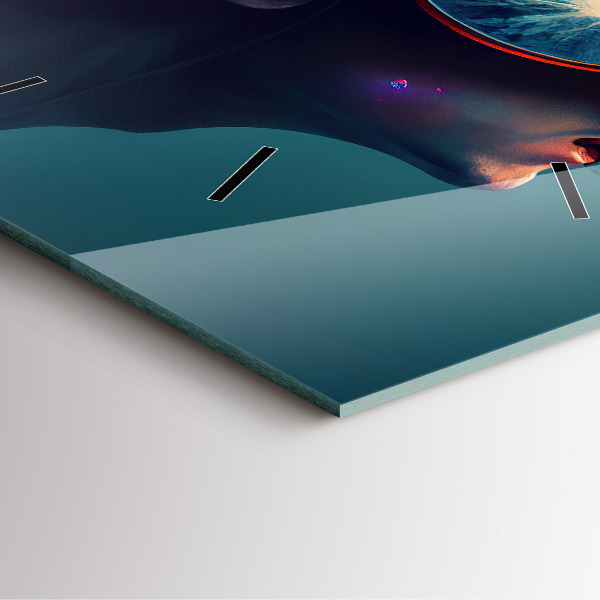 Wanduhr quadratisch Futuristische virtuelle Welt