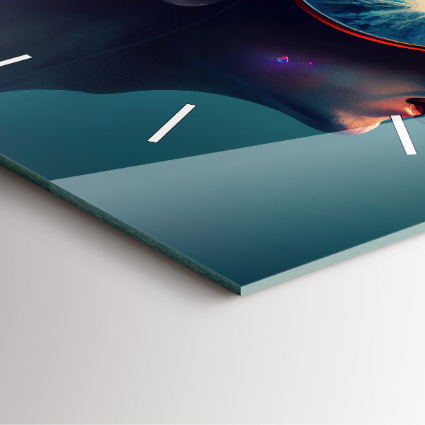 Wanduhr quadratisch Futuristische virtuelle Welt