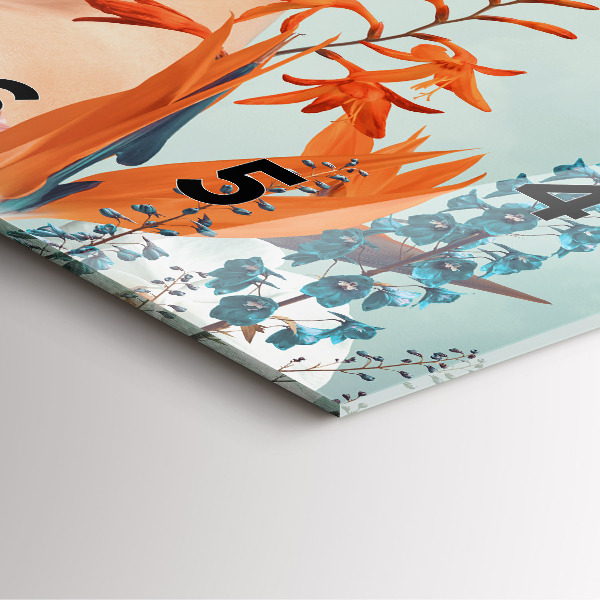 Wanduhr quadratisch mit motiv Frau mit Blumen