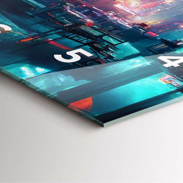 Wanduhr quadratisch Stadt im Cyberpunk-Stil