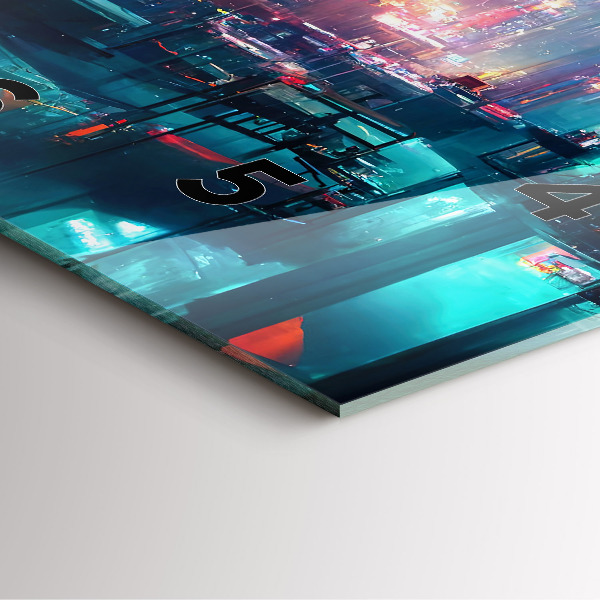 Wanduhr quadratisch Stadt im Cyberpunk-Stil