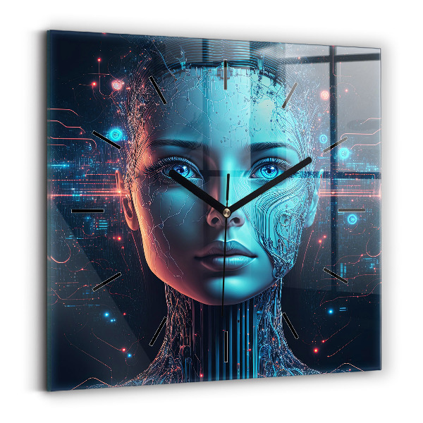 Wanduhr quadratisch mit motiv Künstliche Intelligenz